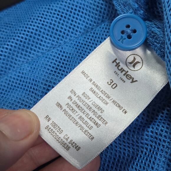 Hurley Mens Sz 30 Blue Swim Shorts Trunks Beach Pool Surf Tropical Vacation EUC - Picture 4 of 7